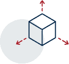 Représentation 3D d'un cube avec axes de déplacement en 3D.